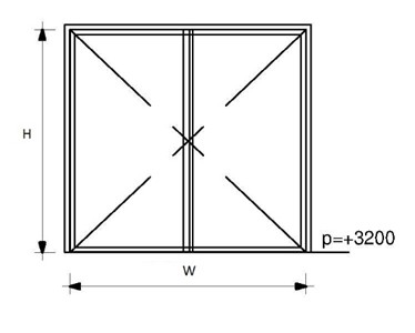 Double manual sliding door drawing