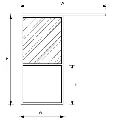Single manual sliding door drawing